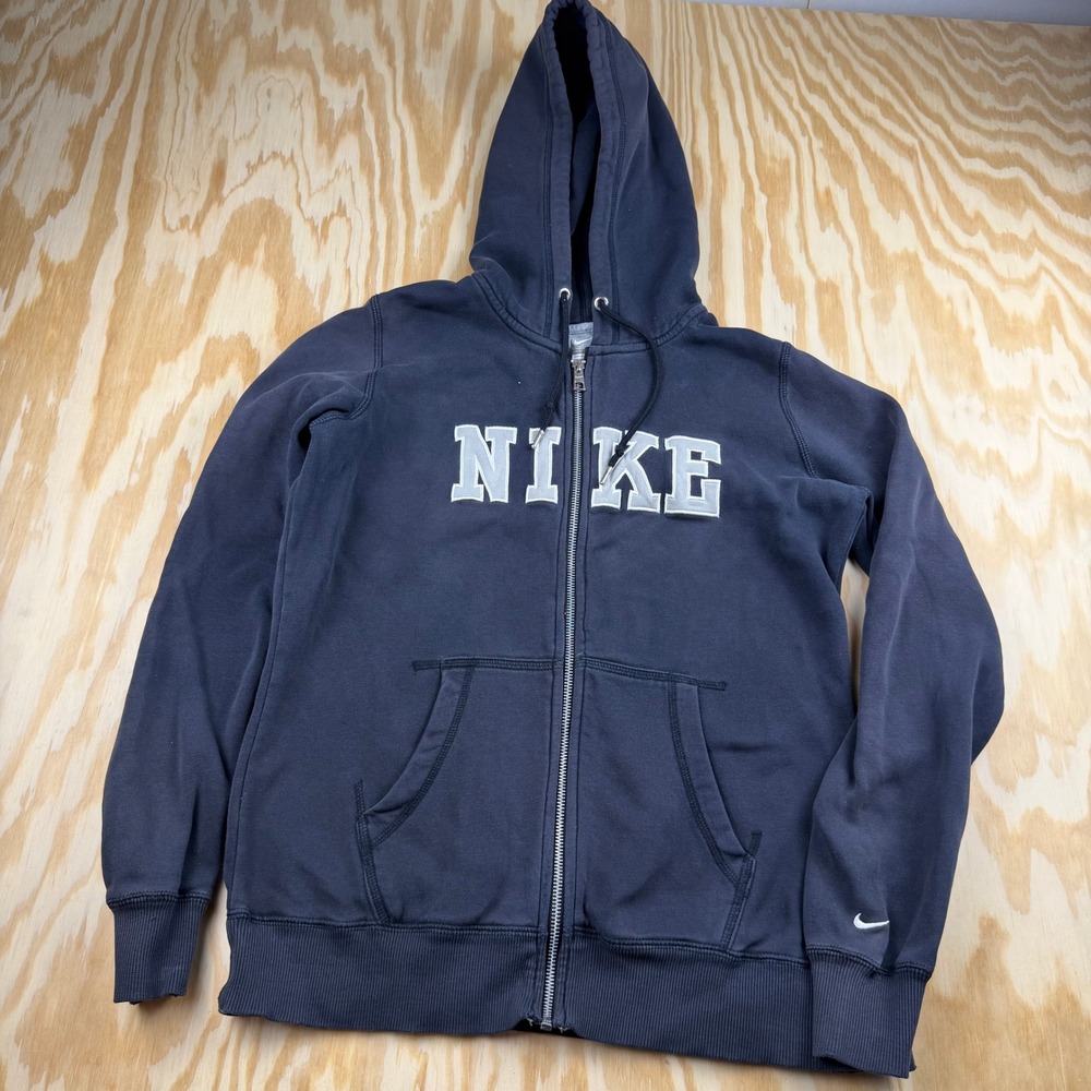 Nike Kids Large Full Zip Hoodie Black Spell out Logo Fleece Sweatshirt